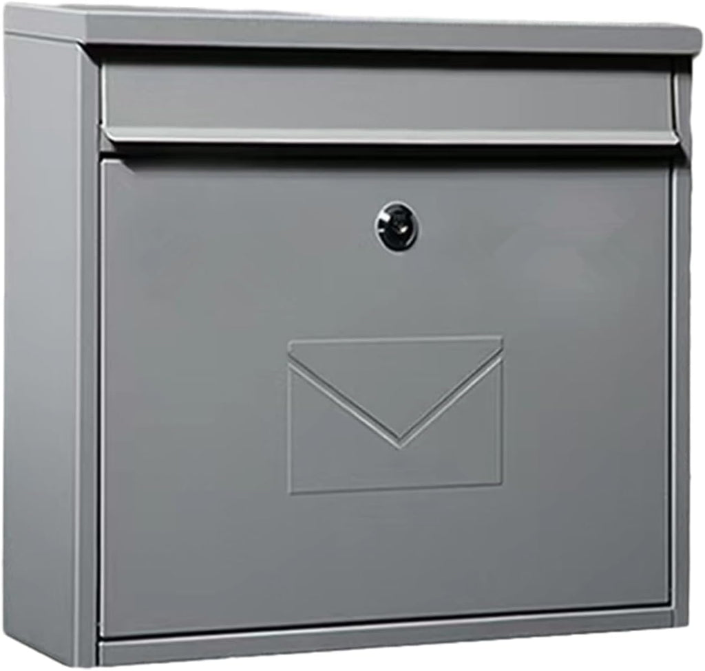 MELPHI Hanging Secure Post Box, Security Lock Drop Box, Collection Boxes, Metal Mailbox, Modern Post Box, Package Drop Box for House Home (Color : Light Gray)