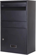 Mail Boxes for House Outside, Mailboxes for Outside With Post, Large Mailbox, Mailbox with Post, Metal Mailbox, Post Mount Mailbox, Large Package Delivery, Parcel Mail Steel Drop Box(Black,Small)