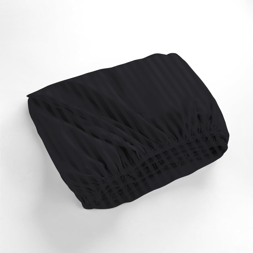 1000 Series - 100% Egyptian Cotton Sheet Set Soft & Comfy Breathable Hotel Quality Luxury Bedding -Queen Size Fits Mattress Up to 18-20' Deep (Stripe, Black)