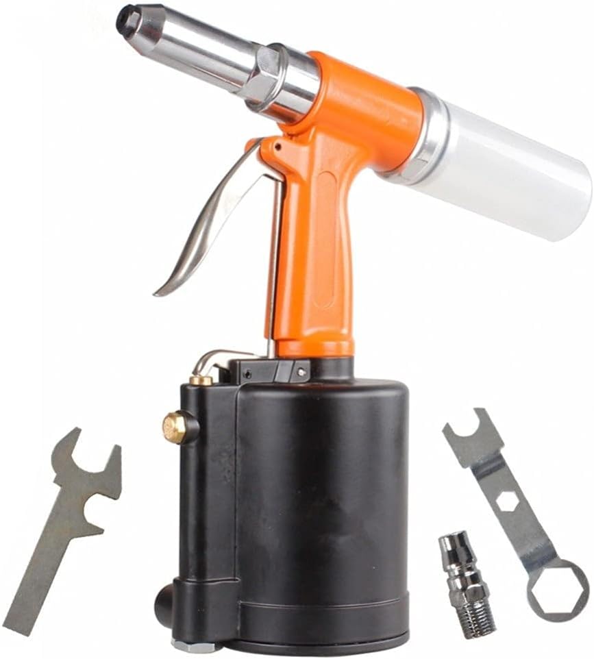 Pneumatic Rivet Gun Hydraulic Air Riveter Tool Labor Saving Rivet Riveting Nut Nail Insert Hand Tool Set, 1/4 Inch Rivet Gun Heavy Duty Pneumatic Hydraulic Rivet Tool Accessories DIY