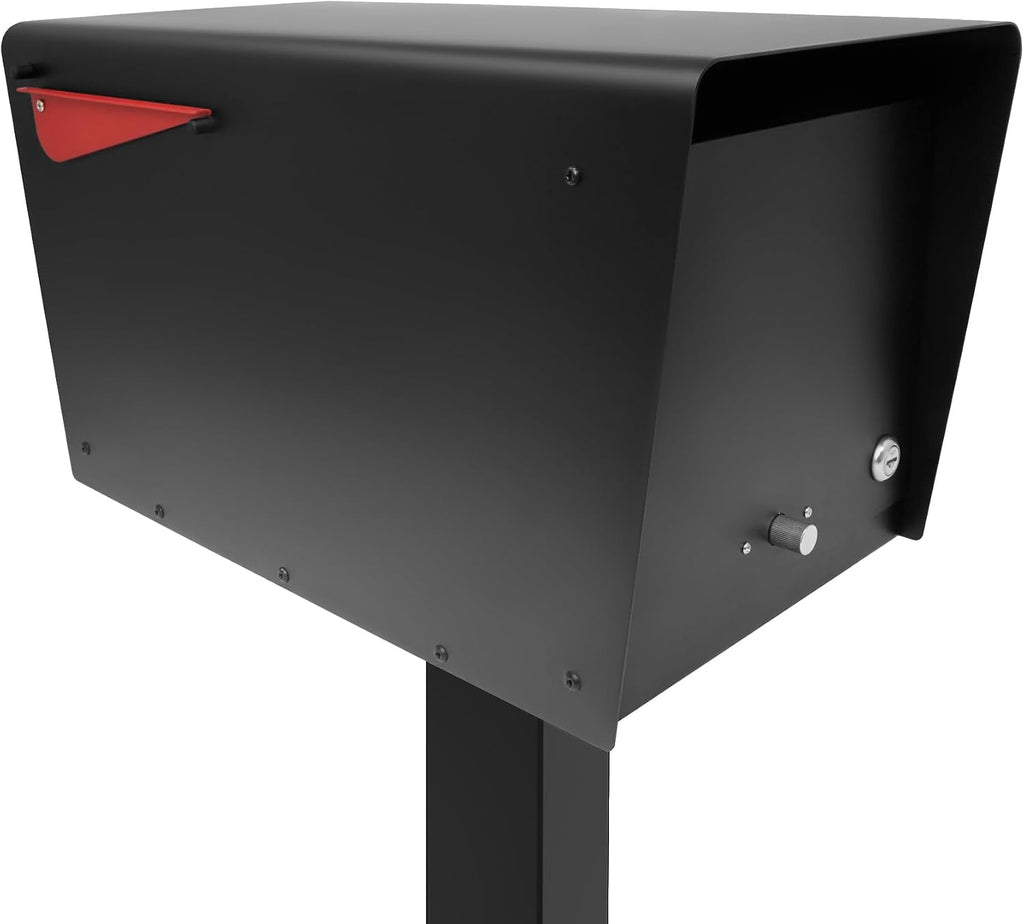 Movo Home Charles Mailbox, Post Mount Curbside, Security Lock, Large, Black