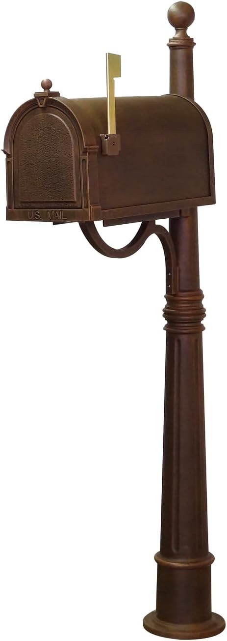 Products Heavy Duty Rust Proof Berkshire Curbside Mailbox with Locking Insert and Ashland Mailbox Post, Copper
