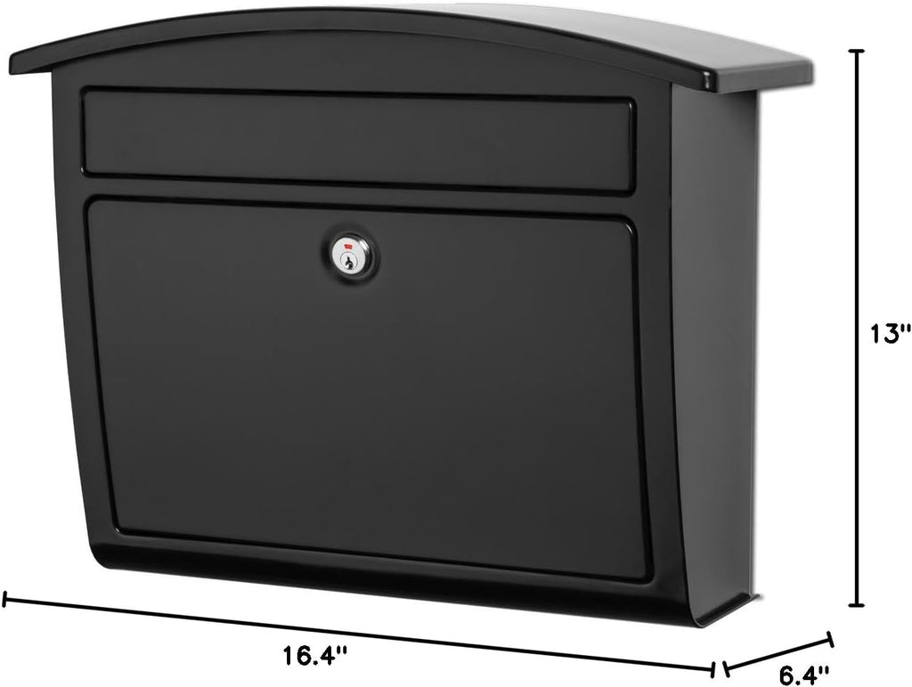 Architectural Mailboxes Dal Rae Galvanized Steel, Locking, Wall Mount Mailbox, 2562B-10, Black, Medium Capacity (Pack of 2)