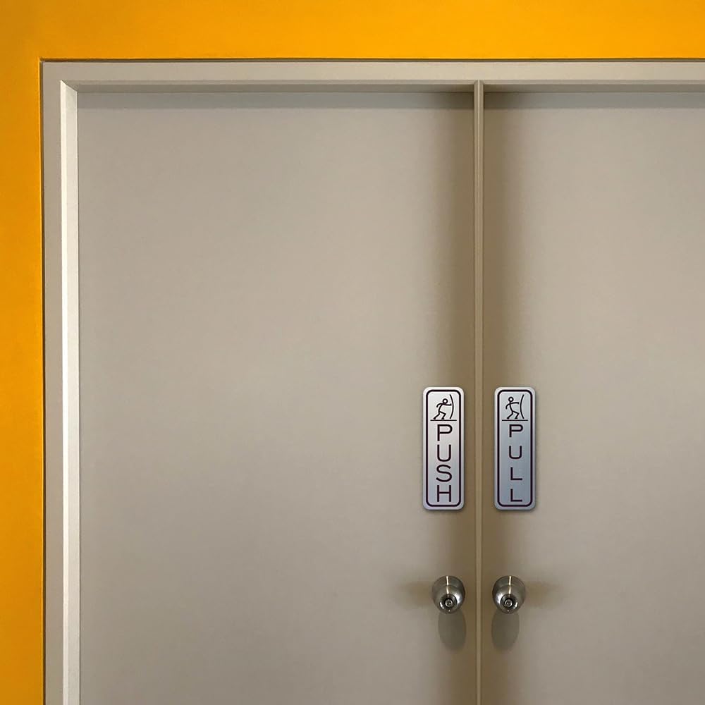 All Quality Classic Fun Push Pull Door Signs - Durable Material | Sets of Two Signs | Door Entrance Signs (Black) - Small 10 Pack (20 Signs)
