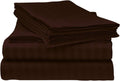 LaxLinen 600 Thread Count Super Soft Quality 100% Egyptian Cotton 6 PCs Bed Sheet Set (+26 Inch) Extra Deep Pocket Queen Bed Size, Chocolate Stripe