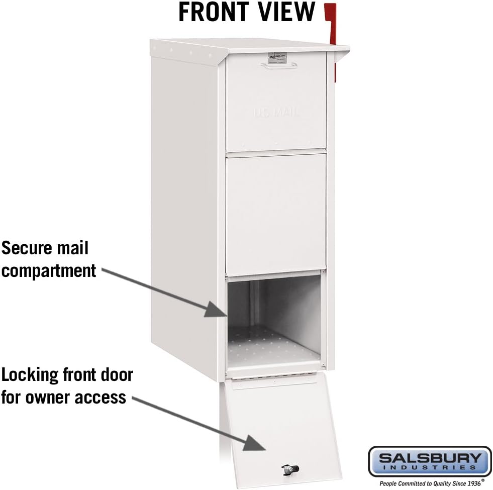 Salsbury Industries 4375WHT Mail Package Drop, White, 14.375 in. W x 36 in. H x 23 in. D