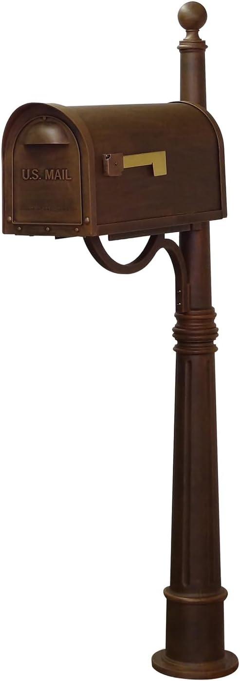 Products Classic Rust Proof Curbside Mailbox with Locking Insert and Ashland Mailbox Post, Copper