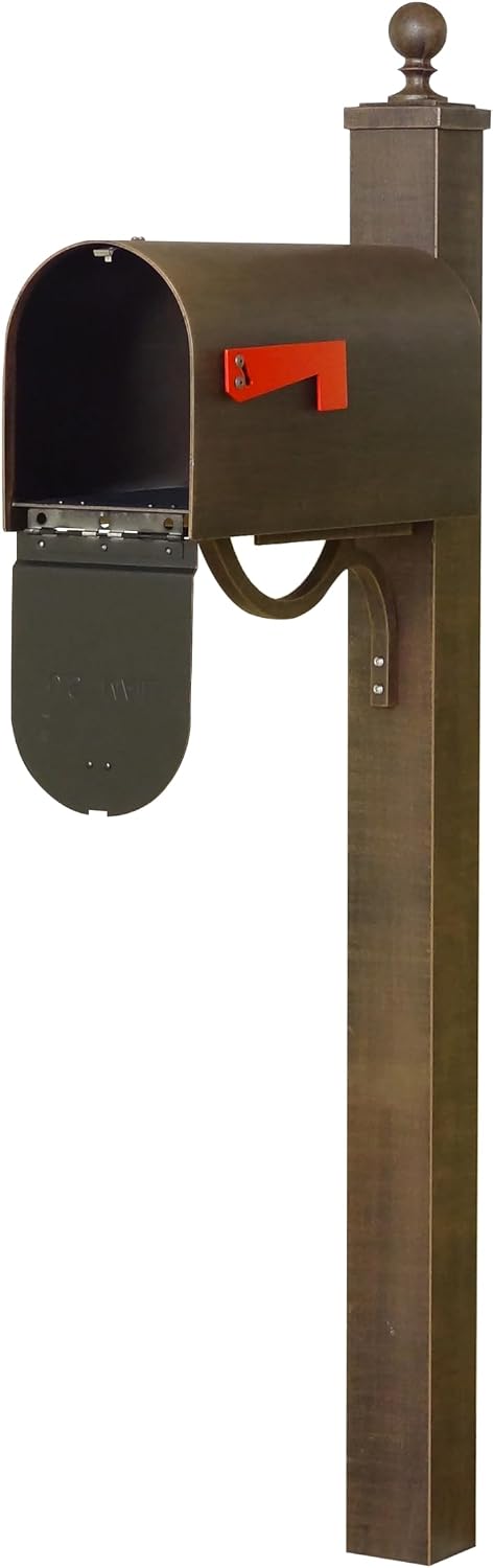 Special Lite Titan Curbside Mailbox with Springfield Post - Copper Steel Mailbox with Post - SCH1016S-SPK710-CP