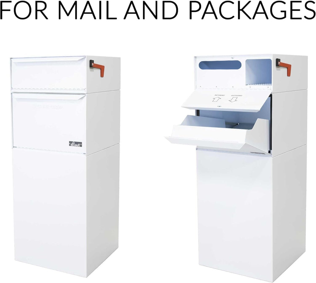 dVault® Full Service Vault DVCS0015 Secure Curbside Mailbox/Package Drop with Locking Letterbox (White)