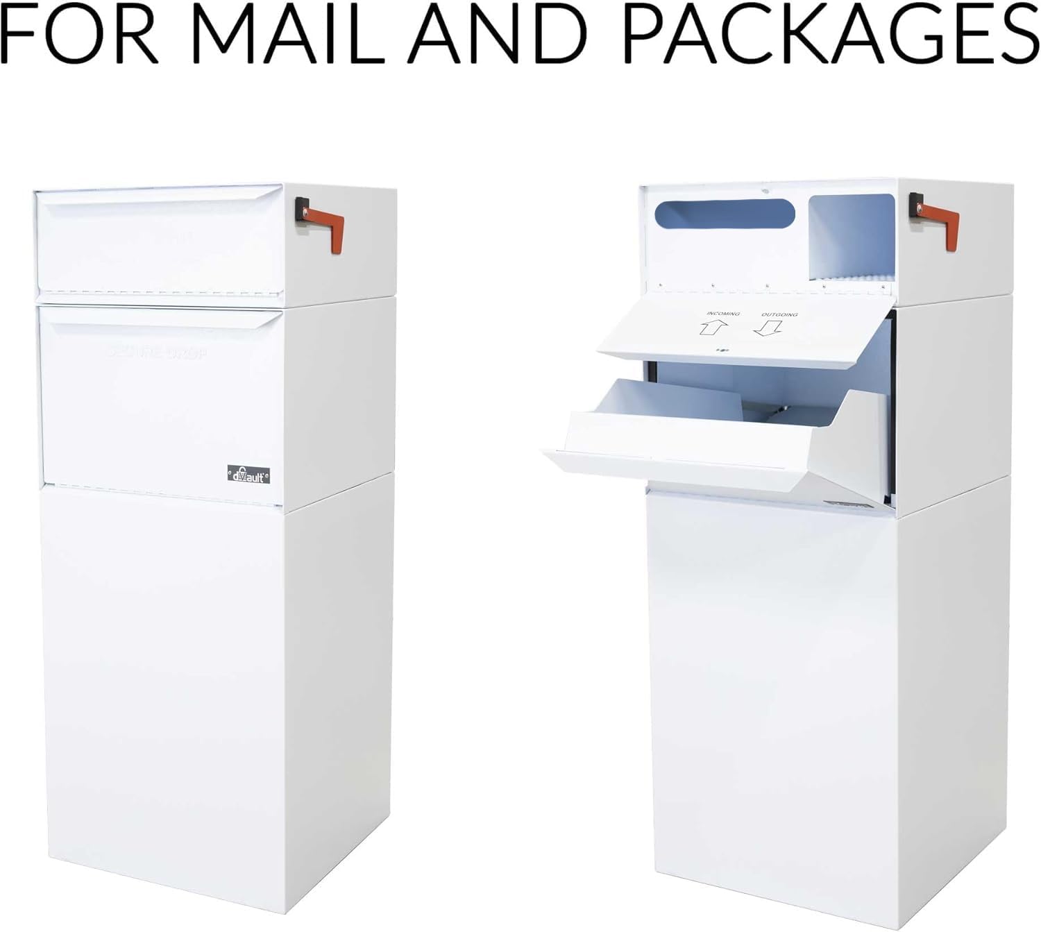 dVault® Full Service Vault DVCS0015 Secure Curbside Mailbox/Package Drop with Locking Letterbox (White)