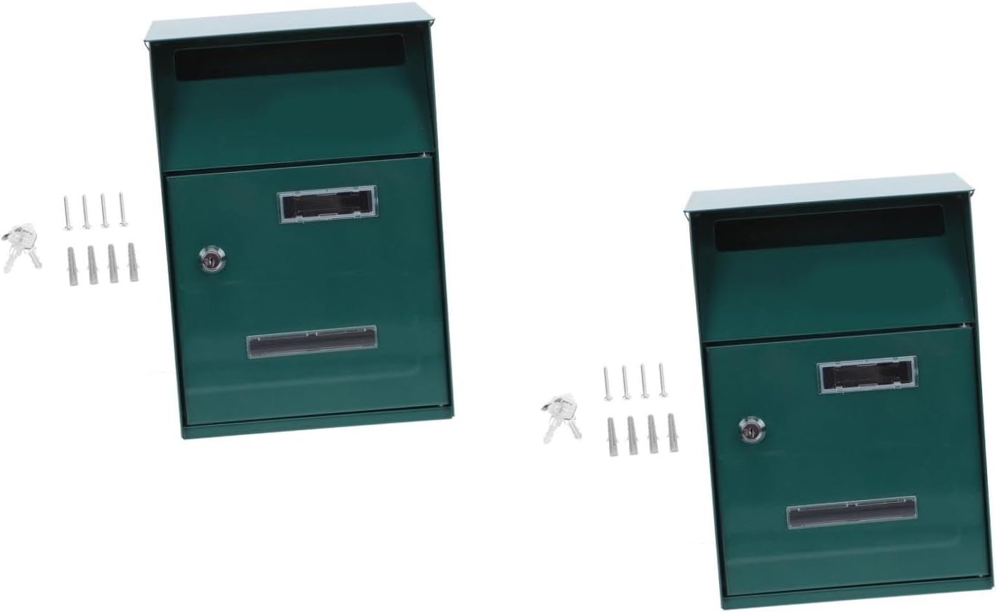 POPETPOP 2pcs Decorative Wall-Mounted Metal Mailbox Lock Vintage Design Suggestion Box for Home and Garden and Secure Post Box for Outdoor Use