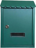 Mailbox Galvanized Steel Mailbox Modern Post Box with Sight Window Drop Box Rectangular Parcel Box with Key Wall Mounted Mail Boxes Domestic(Green)