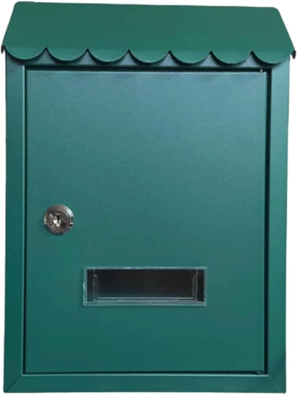 Mailbox Galvanized Steel Mailbox Modern Post Box with Sight Window Drop Box Rectangular Parcel Box with Key Wall Mounted Mail Boxes Domestic (Green)
