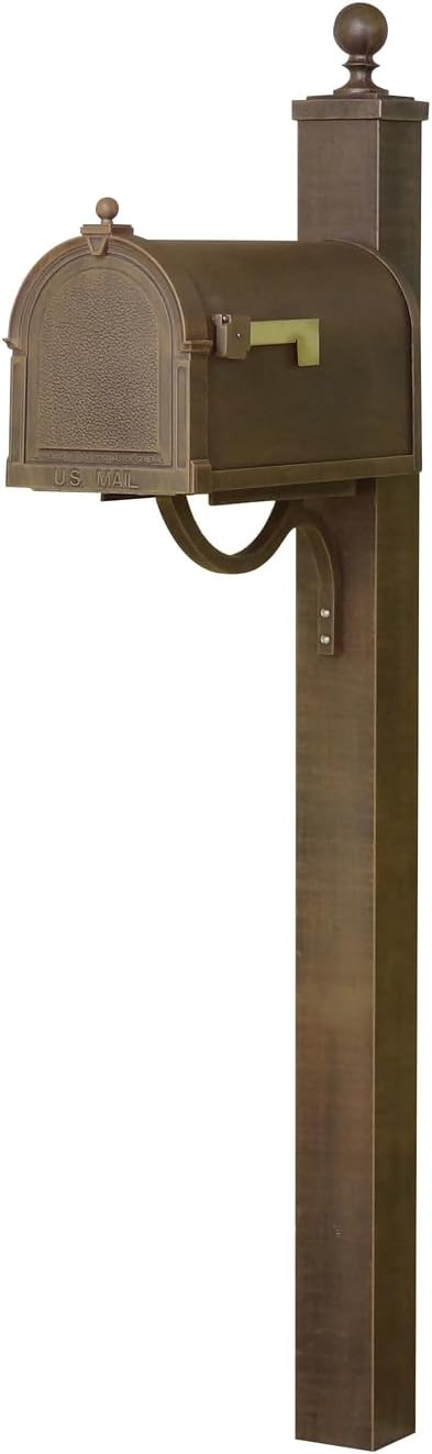 Products Heavy Duty Cast Aluminum Berkshire Curbside Mailbox with Locking Insert and Springfield Mailbox Post, Copper