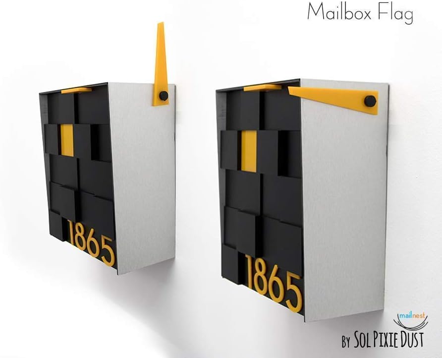 Wall Mounted Mailbox - Aluminum (ACP) Black Aluminum Face, Brush Silver Body and Natural Wood Number - Modern Design - Custom Mailbox - Postbox - Letterbox - Mailnest Type 1