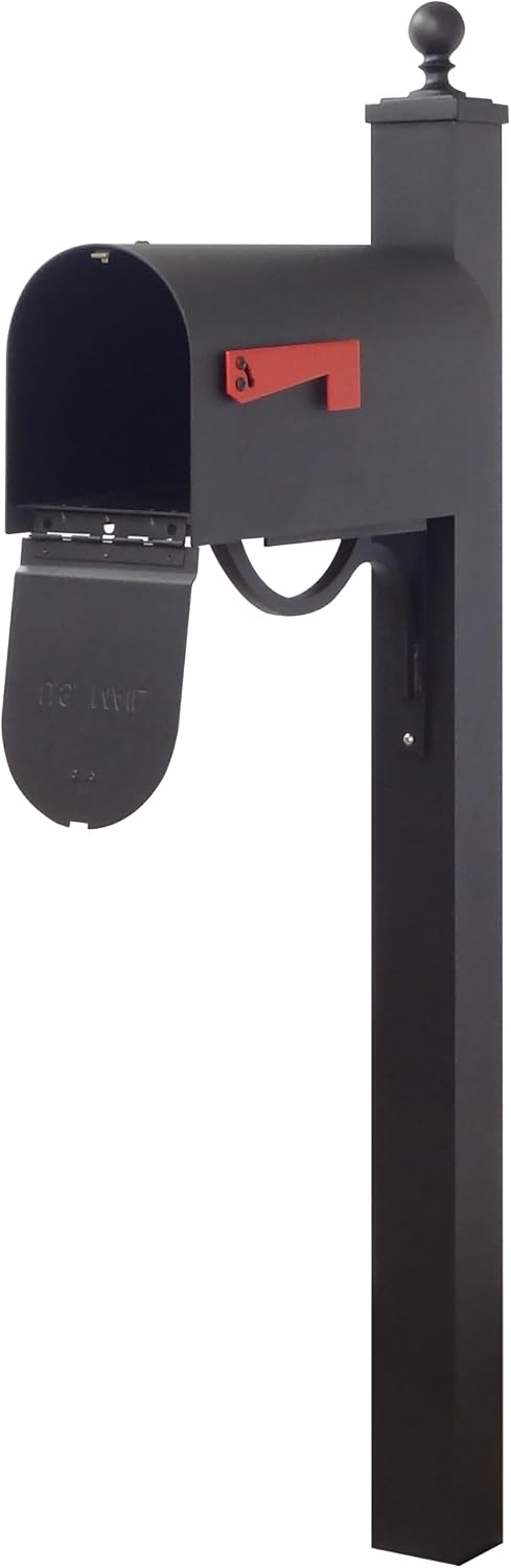 Special Lite Titan Curbside Mailbox with Springfield Post - Black Steel Mailbox with Post - SCH1016S-SPK710-BLK