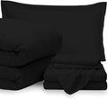 7 Piece Bed-in-A-Bag Comforter & Sheet Set 8-10' Deep Pocket, 100% Egyptian Cotton Queen Size, Black, Sets Include - 1Comforter, 1Flat Sheet,1Fitted Sheet, 2Pillowcase & 2Pillowsham