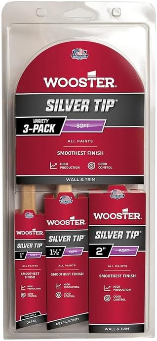 36-Pack of Wooster 5229 Silver Tip Silver Tip CT Polyester Brush Assortment Set, 3-Pack