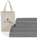 Queen Size 1000 Thread Count 100% Egyptian Cotton Sheet Set, 4-Piece, Sateen Weave, with 10-12'' Deep Pocket Snug Fit (Stripe, Grey)