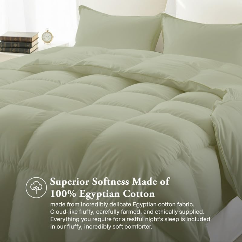 Egyptian Cotton Oversized Queen Size Comforter Sets - Saga Color, Soft Lightweight Bed Set, All Season Gray Bedding Sets - 1 Comforter & 2 Pillow case