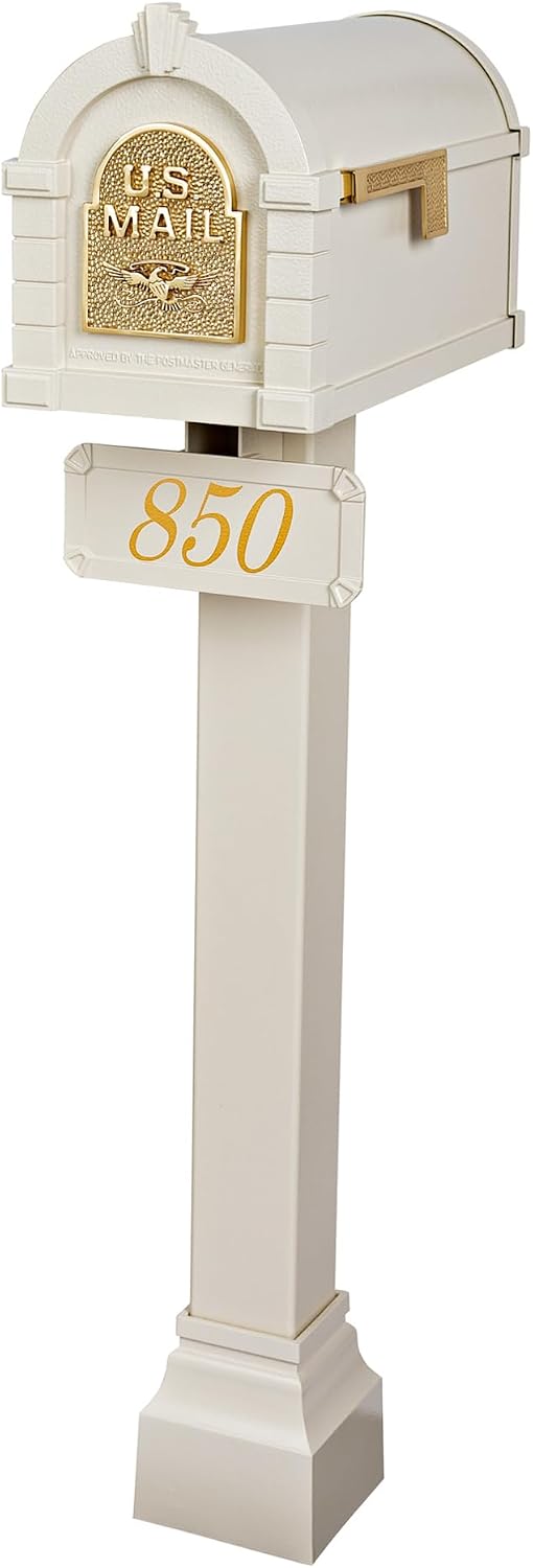 Gaines Keystone Series Mailbox - Almond with Polished Brass Eagle