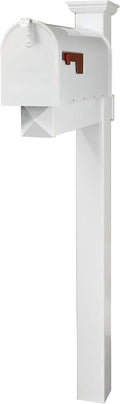 The Fillmore Vinyl/PVC Mailbox Post (Includes Mailbox) Complete Decorative Curbside Mailbox System with Classic Traditional Style (White Mailbox)