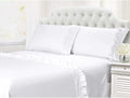 4-Piece Queen XL Size, Shabby Chic Ruffle Sheets Set French Country Bedding 100% Egyptian Cotton Vintage Bed Sheet Set 15 Inch Deep Pockets Ruffled Bed Sheets White Solid
