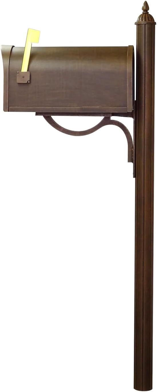 Products Classic Rust Proof Curbside Mailbox with Locking Insert and Richland Mailbox Post, Copper