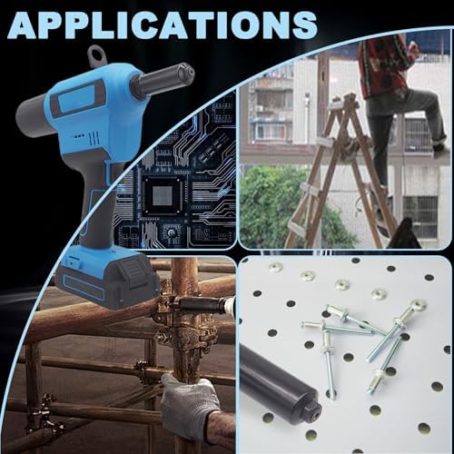 Cordless Riveting Tool Kit, Brushless Automatic Riveting Gun, Pneumatic Rivet Nut Gun. Suitable for Metal, Wood, and Plastic.