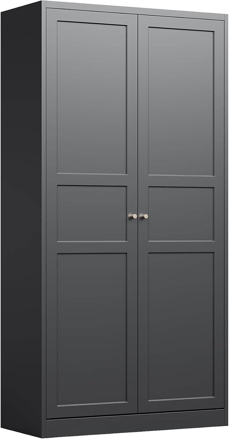 Letaya Wardrobe Armoire Closet,72' H Metal Storage Cabinet with Adjustable Shelves and Hanging Rod,Bedroom Armoire Cabinet Clothes Organizer (Black)