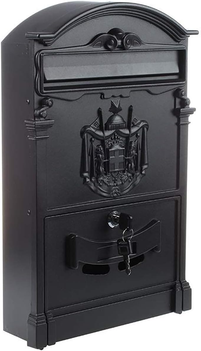 Post Box Heavy Aluminium Lockable Secure Mail Letter Retro Vintage Metal Mail Box Garden Ornament