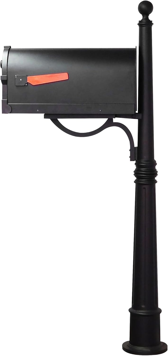 Special Lite Savannah Curbside Mailbox with Ashland Post - Black Mailbox with Aluminum Post - SCS-1014_SPK-600-BLK