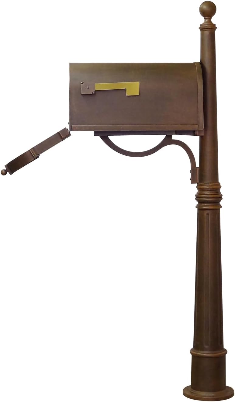 Products Heavy Duty Rust Proof Berkshire Curbside Mailbox with Locking Insert and Ashland Mailbox Post, Copper