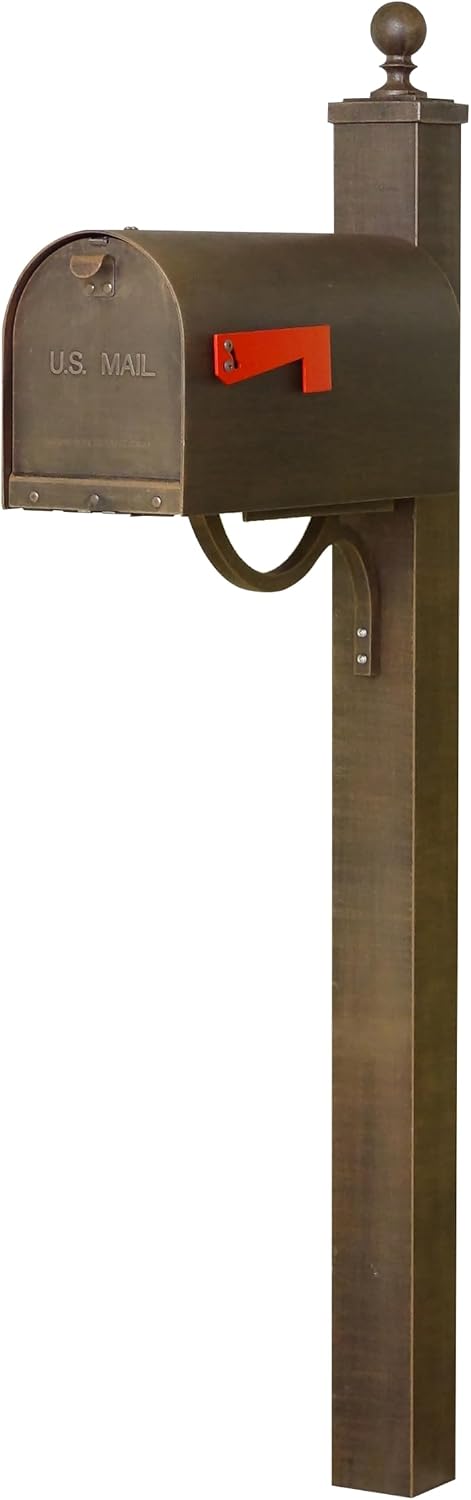 Special Lite Titan Curbside Mailbox with Springfield Post - Copper Steel Mailbox with Post - SCH1016S-SPK710-CP
