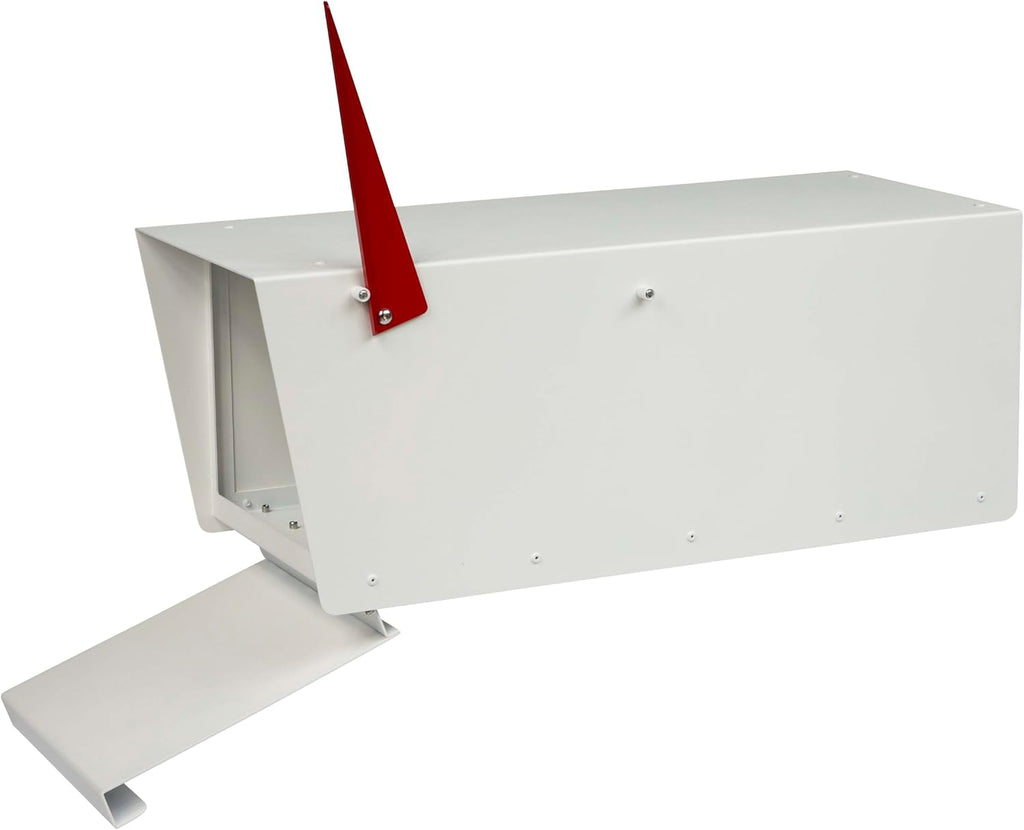 Rusty Design White Colour Post-Mounted Modern Mailbox with Personalized Address Numbers #HC101 (with Two Address Numbers)