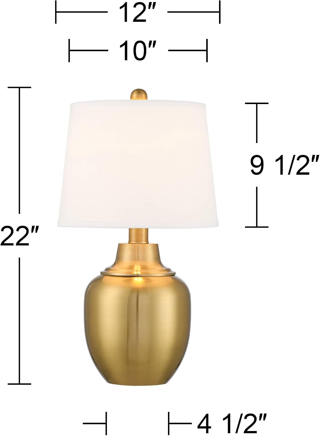 360 Lighting Becca 22' High Urn Small Modern Accent 3-Way Table Lamps Set of 2 Gold Brass Finish Metal Fabric White Shade Living Room Bedroom Bedside Nightstand House Office Home Reading Kitchen