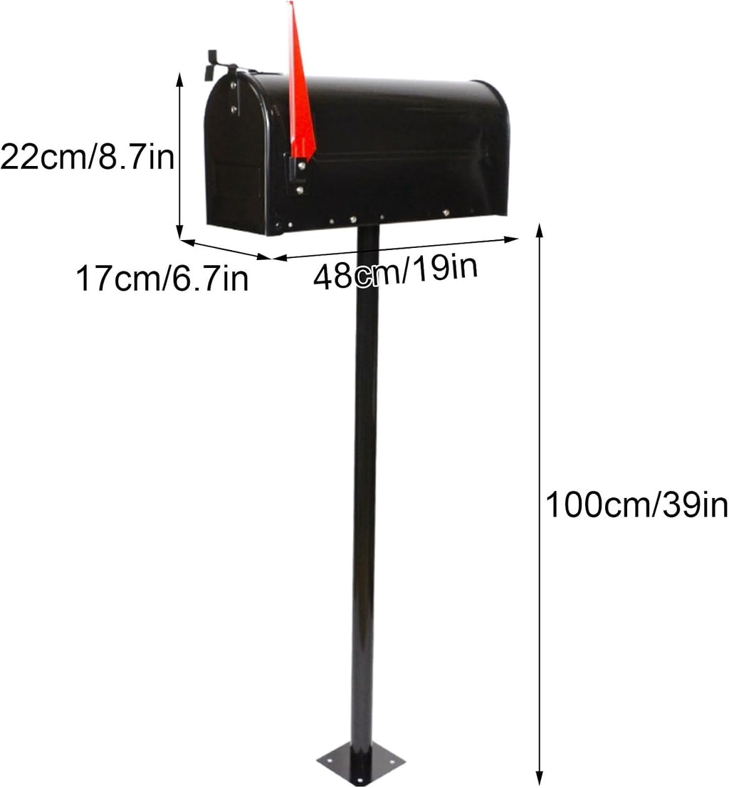 Mailboxes for Outside with Post, Mail Boxes for House Outside, Mailboxes, Black Mailbox, Post Mount Mailbox, Metal Mailbox and Post Kit, Lockable Outside Postbox(White)