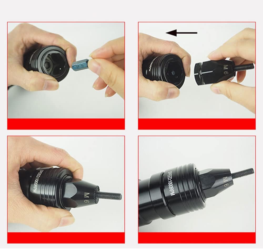 Industrial Grade Adjustable Speed Pneumatic Rivet Nut Gun, Insert Thread Pull Setter Riveting Nuts Tool with Self-Locking Head Gun,M5M6 (M10M12)