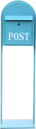 Mailboxes for Outside, Mailbox with Post Landing, Metal Mailbox with Keys Lock, for Garden, Lawn, Party, Countryside(Blue)