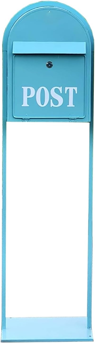 Mailboxes for Outside, Mailbox with Post Landing, Metal Mailbox with Keys Lock, for Garden, Lawn, Party, Countryside(Blue)