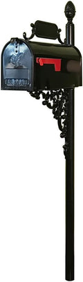 Oak Standard Mailbox & Post Kit – Black System Includes Address Plaque, Numbers & Mounting Hardware – Rust Resistant Metal Box with Decorative Finial