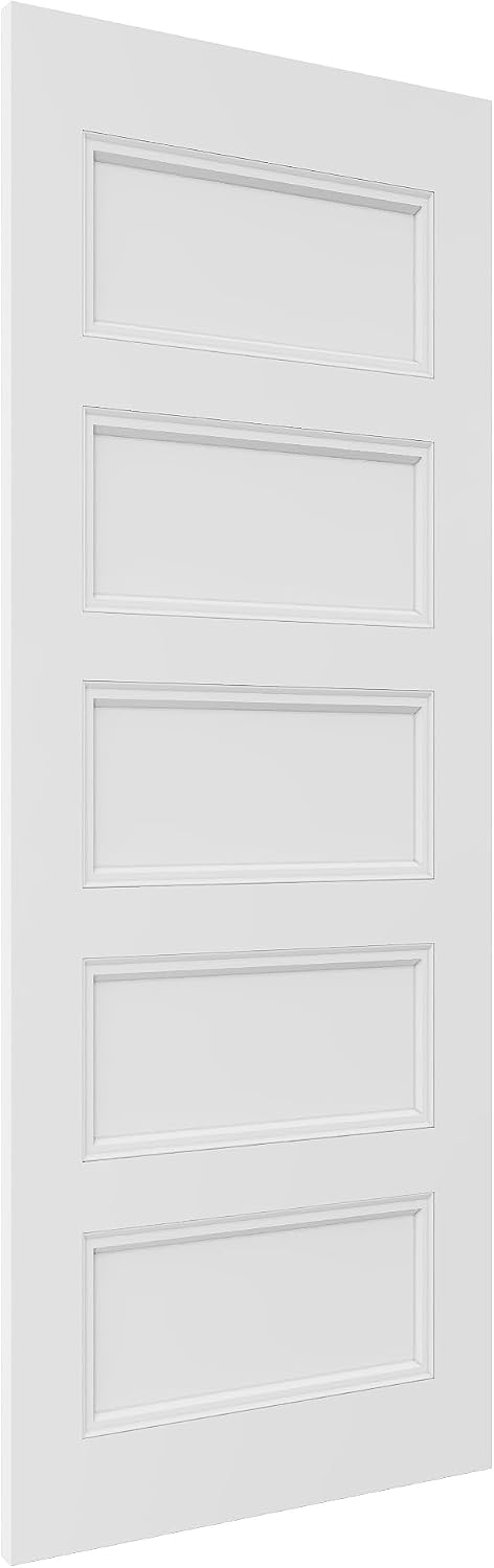 WINSTELLAR 24 x 80 5-Panel Molded Slab Doors Interior, Solid Core Bedroom Doors for Home, Closet, Bathroom, Pantry as Prehung, Pocket, French, Barn Door Slab, Paintable White Door Panel Swing Shaker