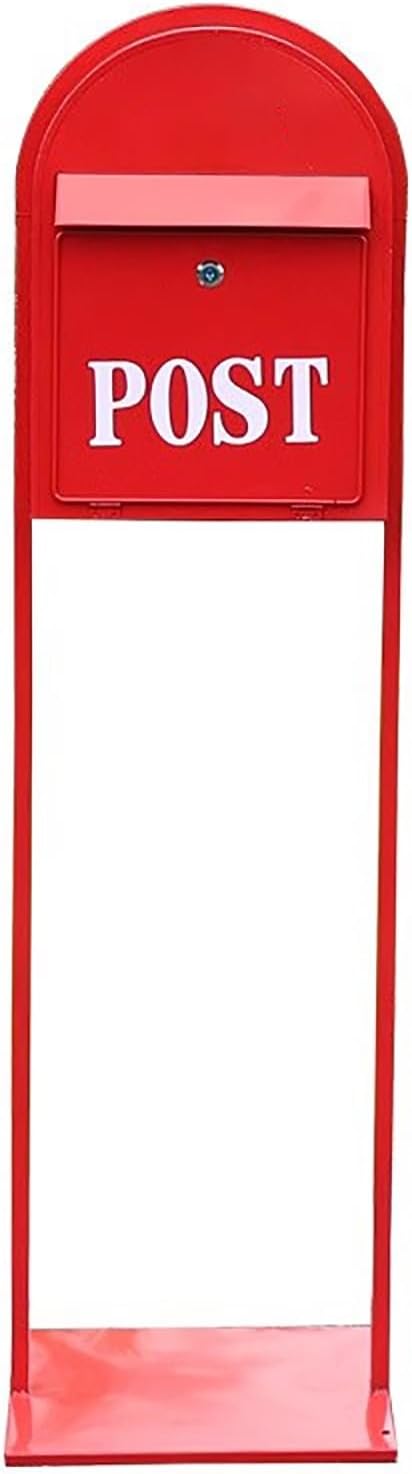 Mailboxes for Outside, Mailbox with Post Landing, Metal Mailbox with Keys Lock, for Garden, Lawn, Party, Countryside(Red)