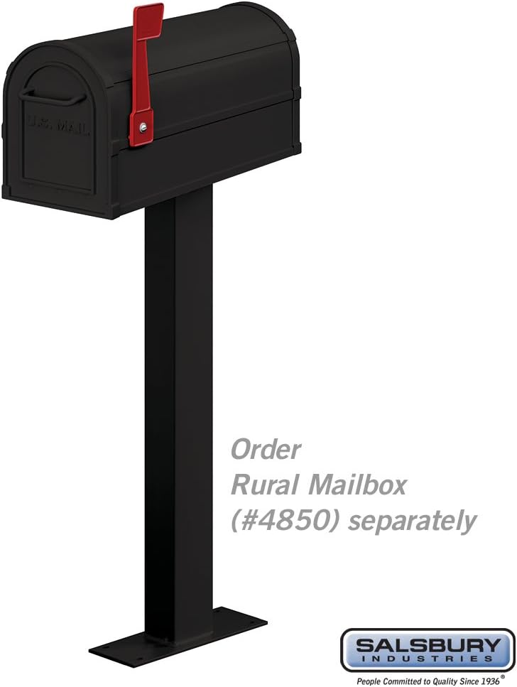 Salsbury Industries 4865BLK Standard Mailbox Post Bolt Mounted, Black