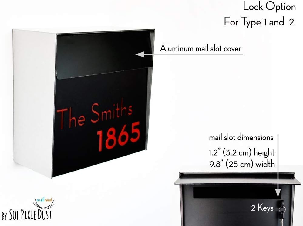 Wall Mounted Mailbox - Aluminum (ACP) Black Aluminum Face, Brush Silver Body and Wood Dark Oak Numbers - Modern Design - Custom Mailbox - Postbox - Letterbox - Mailnest Type 1