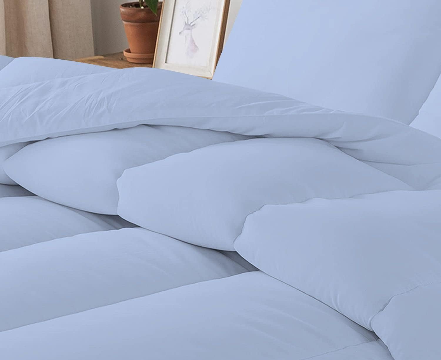 5 PC Straight Line Pattern Comforter Set Premium Super Soft 600 GSM All Season | 1000 Thread Count | 100% Egyptian Cotton ( Full/Queen Size, Light Blue Color)