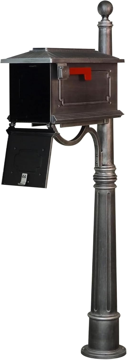 Special Lite Kingston Curbside Mailbox with Ashland Post - Swedish Silver Mailbox with Aluminum Post - SCK-1017_SPK-600-SW