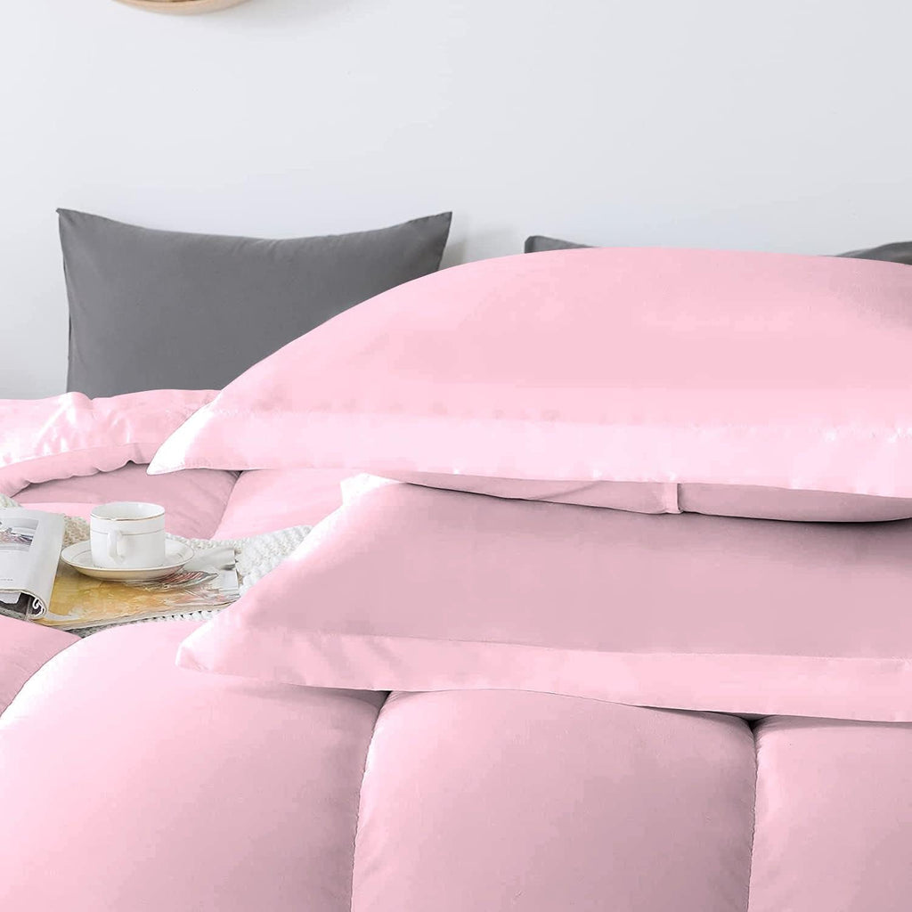 5 PC Straight Line Pattern Comforter Set Premium Super Soft 600 GSM All Season | 1000 Thread Count | 100% Egyptian Cotton ( Full/Queen Size, Light Pink Color)