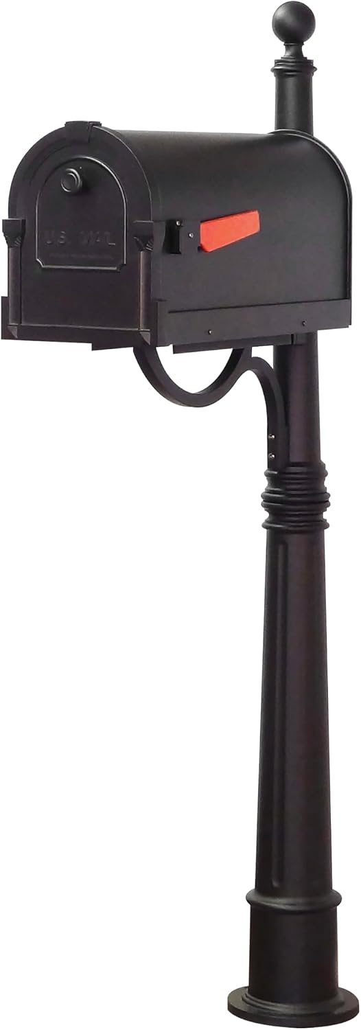 Special Lite Savannah Curbside Mailbox with Ashland Post - Black Mailbox with Aluminum Post - SCS-1014_SPK-600-BLK