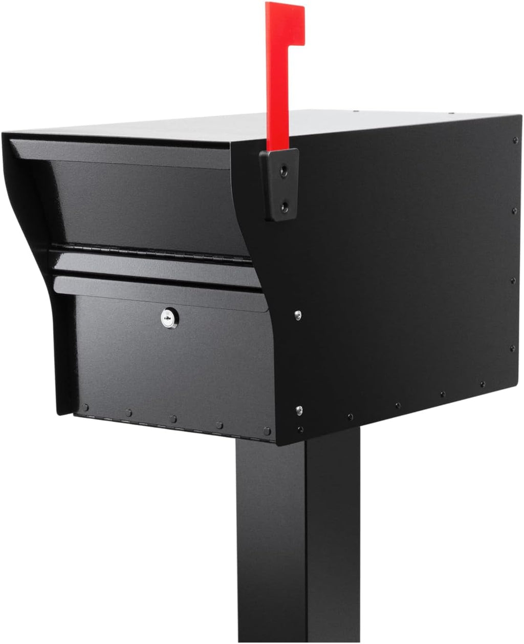 Whitehall MailVault Modern Square Locking Mailbox with Post – Secure Steel Mailbox with Aluminum Post, Weather-Resistant, Includes Assembly Hardware and Instructions